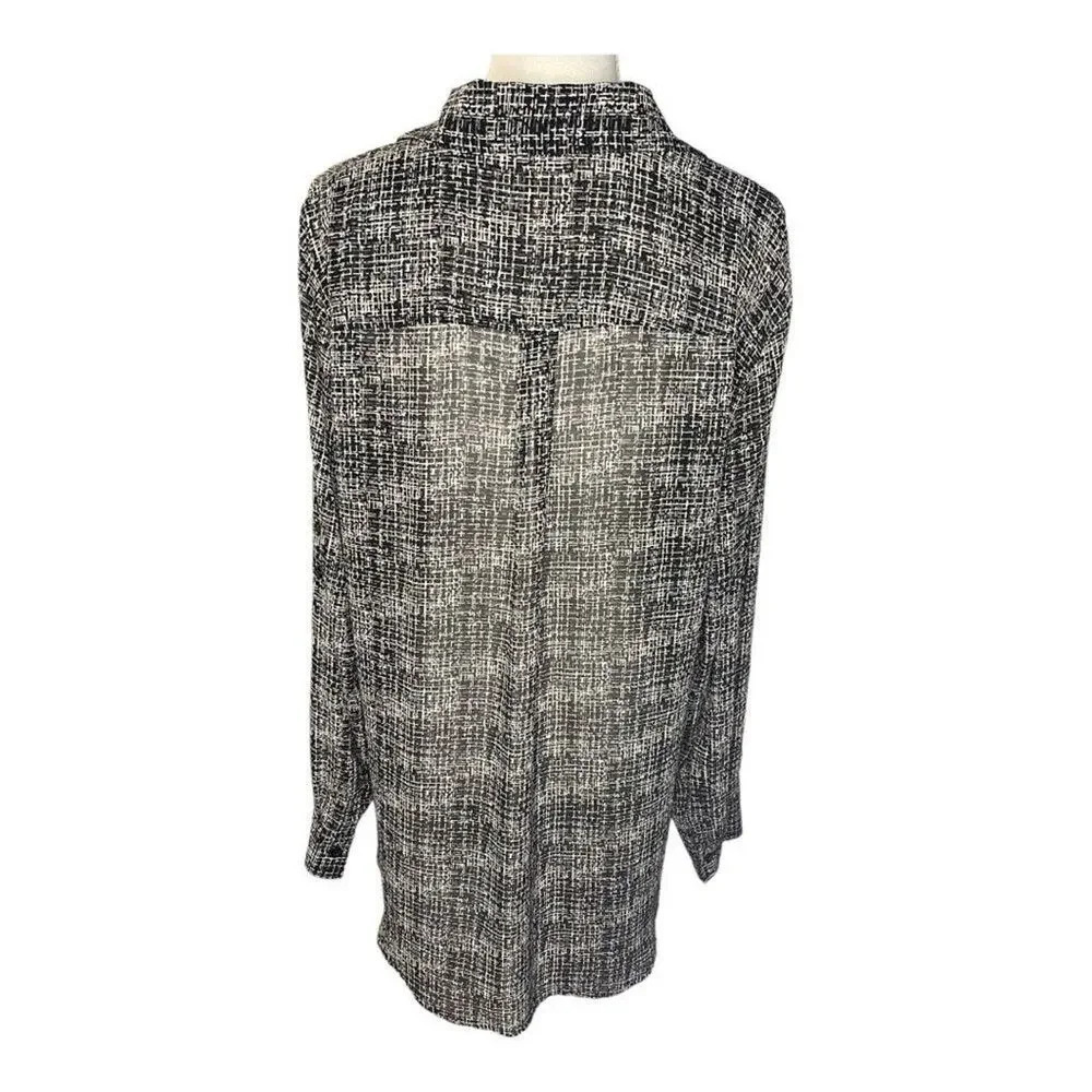 New York & Company Women’s XL Semi-Sheer Abstract Print Blouse‎ - Picture 3 of 4